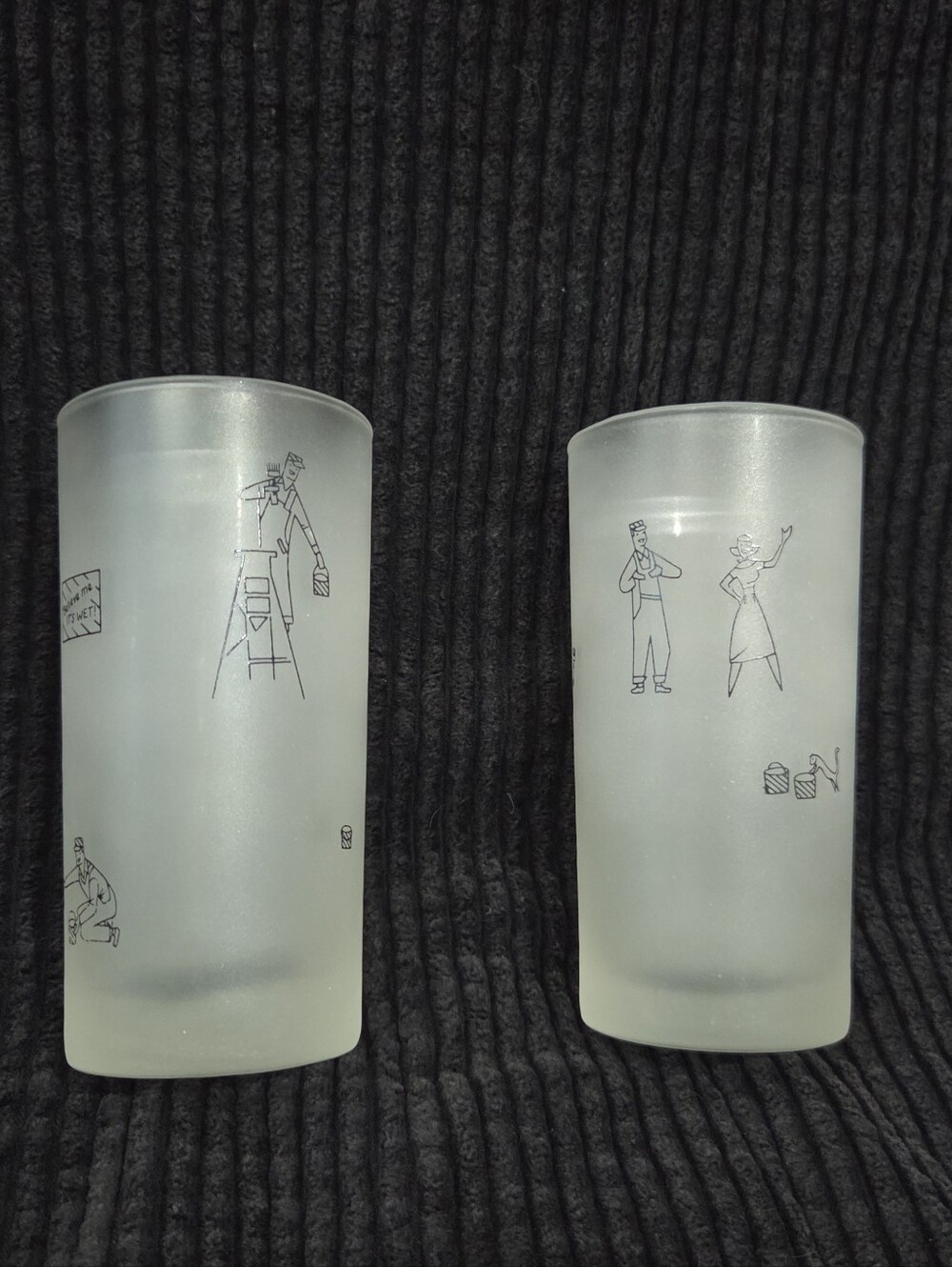 Vintage Libbey Painter Frosted Highball Glasses